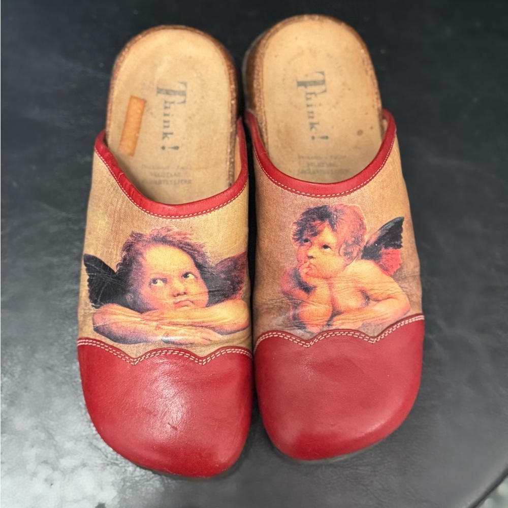 Think! VINTAGE Thalia Angel Leather Cork Slides - Women’s Size US7/EU38